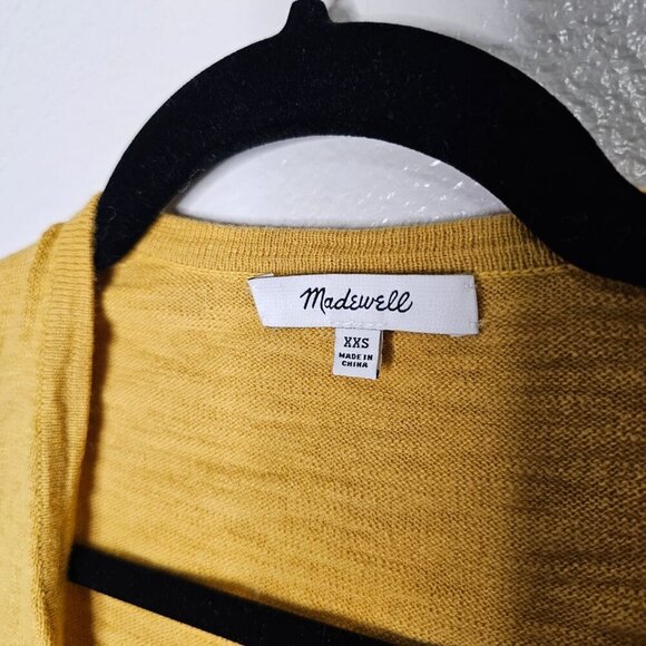 Madewell XXS Yellow Summer Ryder Cardigan Lightweight Cotton Open Front Pockets - Picture 4 of 8
